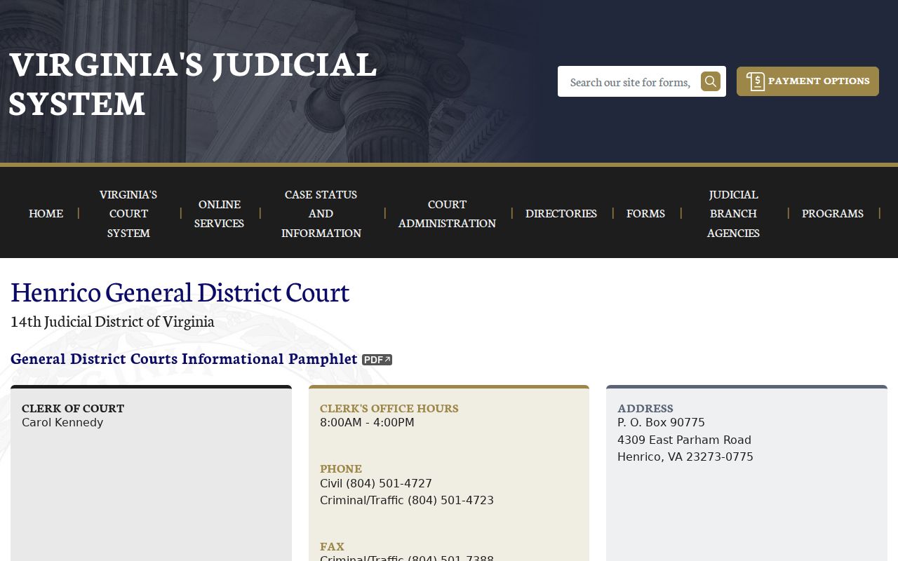 Henrico General District Court criminal case directory
