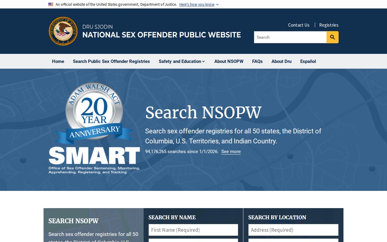 National Sex Offender Public Website official cross-state search interface