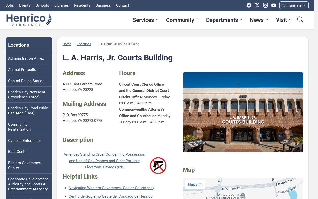 Henrico County criminal record court building and clerk location